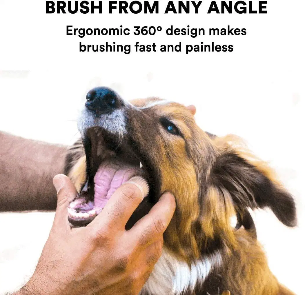 Silicone Dog Finger Toothbrush with Full Surround Bristles for Easy Cleaning