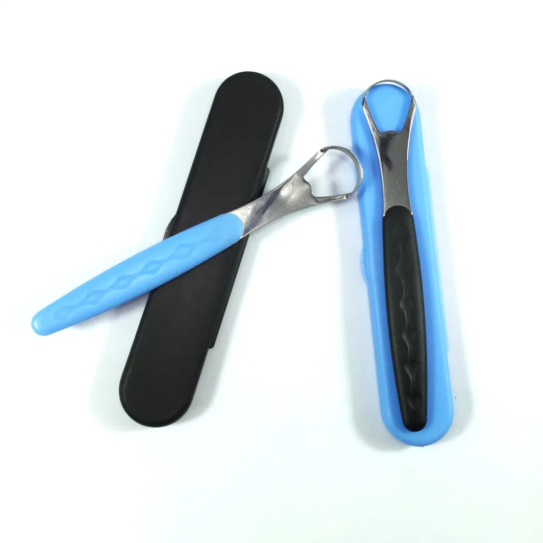 Plastic Handle Stainless Steel Tongue Cleaner Scraper with Box