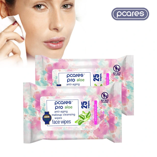 Hot Sale Feminine Facial Cleansing Wipes with Plat Extract Makeup Remover Wipes Travel Gentle Individually Wrapped Face Wipes