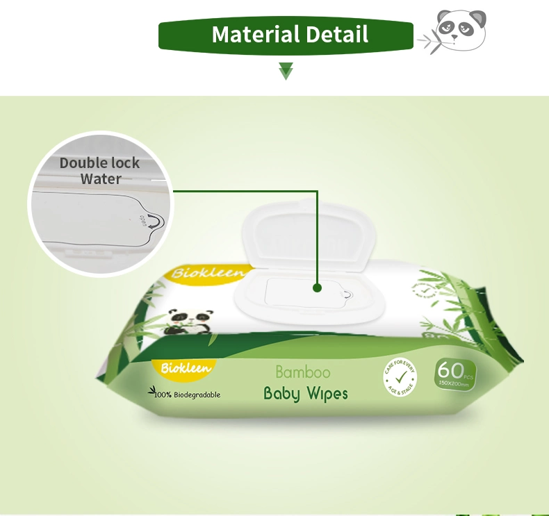 Biokleen OEM Wholesale Biodegradable Organic Wet Wipes Naturally Sensitive Skin Baby Wipes