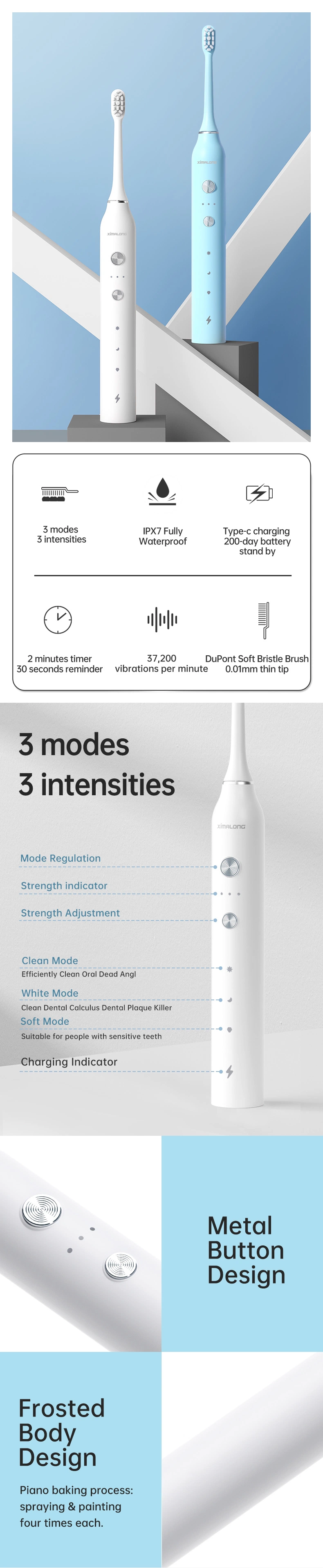 China Manufacturing Portable Rechargeable Sonic Electric Toothbrush with Slim Holder