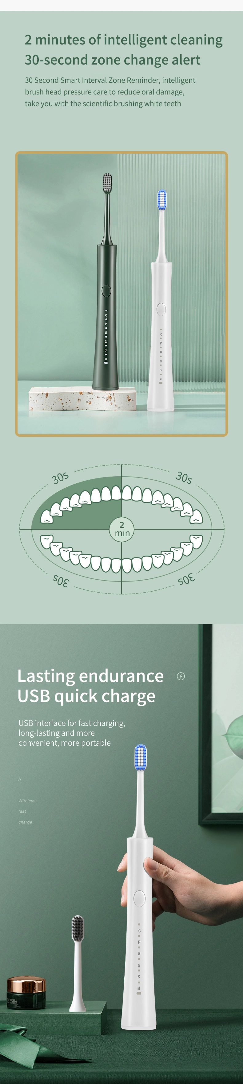 Hot Selling Sonic Oral Electric Toothbrush Ipx7 Ultrasonic 6 Teeth Cleaning Modes Soft Bristles Automatic Dental Care for Adults