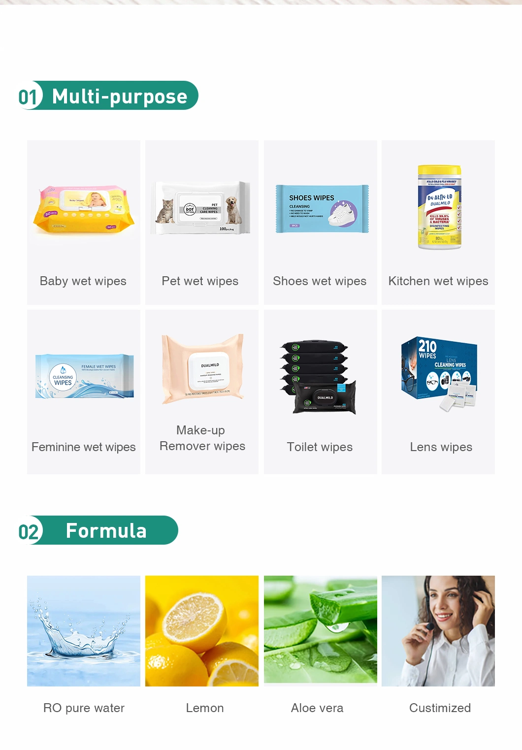 Wipes Manufacturer Custom Wholesale Disposable Eco Organic Biodegradable Cleaning Wet Wipes