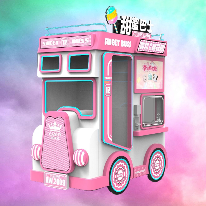 Hot Sell Cotton Candy Vending Machine Robot Automatic Cotton Candy Floss Cart China Manufacturer