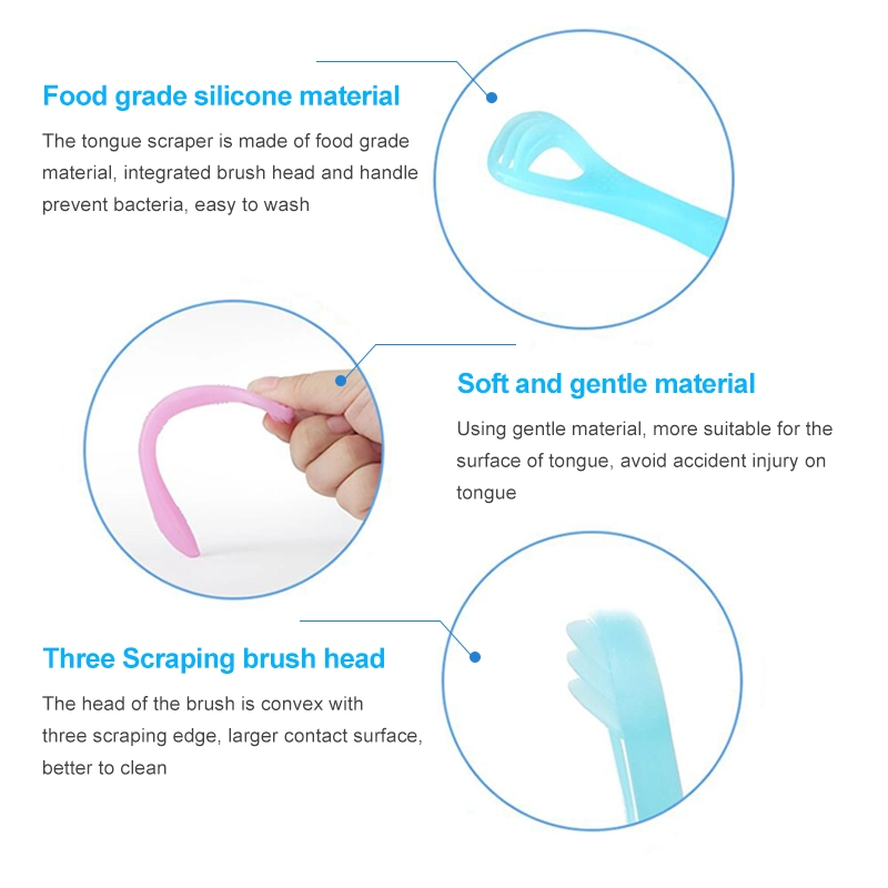 Soft Handle Foldable High Temperature Resistant Material Soft Silicone Tongue Scraper