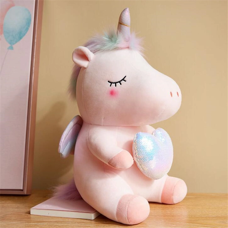 Spandex Wholesale Custom and Easy to Clean Stuffed Soft Unicorn Rainbow Plush Toy