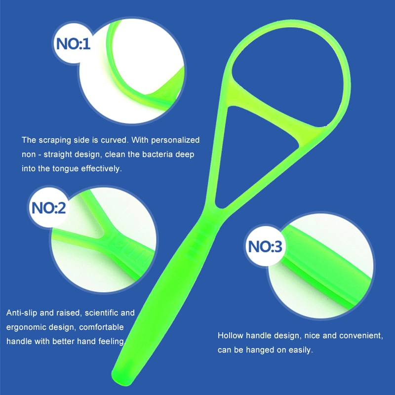 Plastic Tongue Scraper FDA Brush Cleaner Oral Cleaning