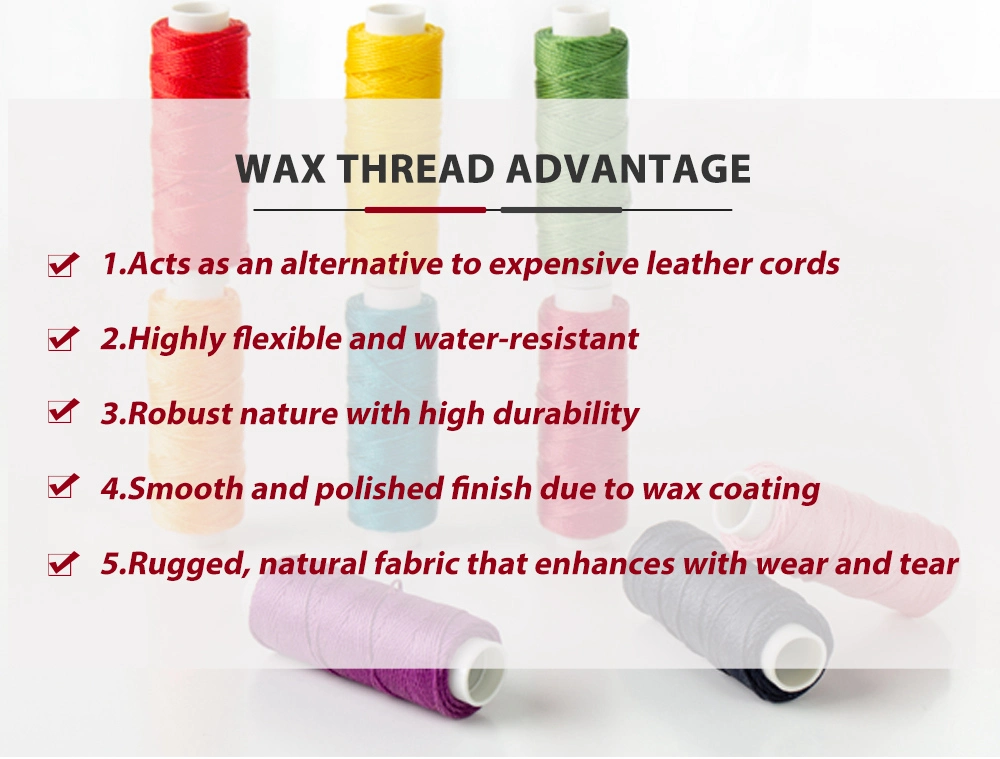 300m Wax Coated Thread 100% Polyester Sewing Hilo Waxed Thread for Sewing Leather Bag DIY Bracelets