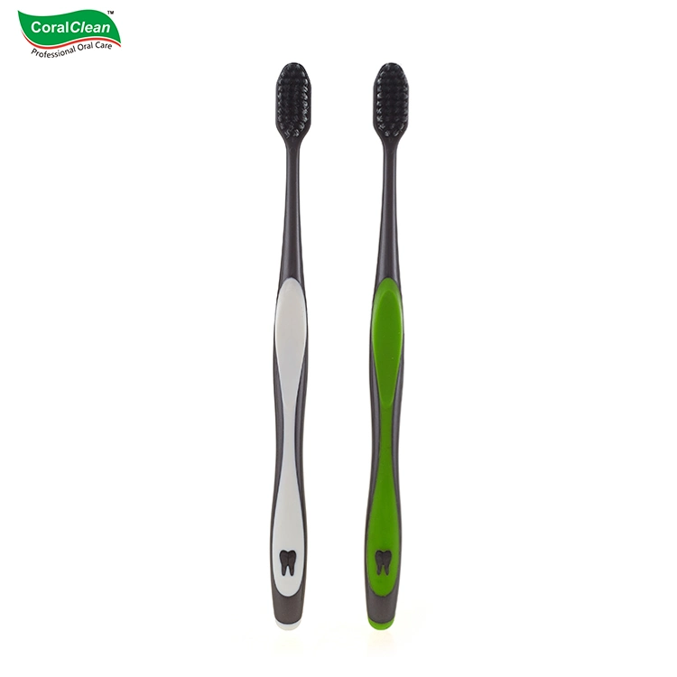 Manufacturer Personal Oral Care Plastic Charcoal 2PCS Set Adult Toothbrush