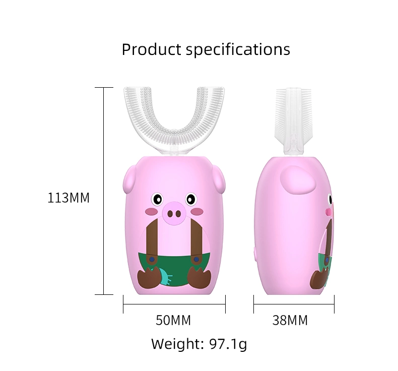 Silicone Brush Head Ultrasonic Automatic U-Shape Kids&prime; Training Electric Toothbrush