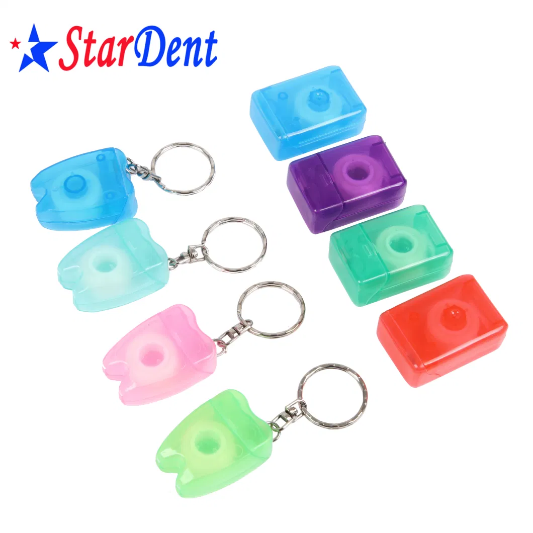 15meters Disposable Oral Dental Floss Nylon Keychain Tooth Shaped Dental Floss