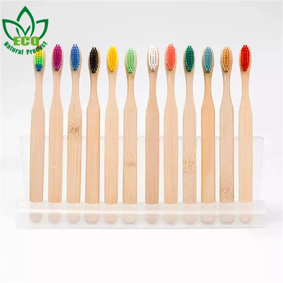 Custom Biodegradable Bamboo Toothbrush Manufacturing Whitening Toothbrush for Kids Adult with Flat Handle