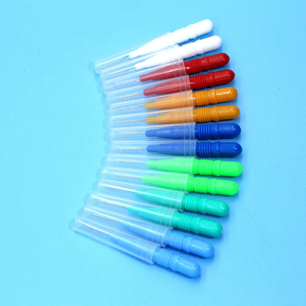 Wholesale Custom Logo 0.6-1.5 Cleaning Plastic Orthodontics Tooth Brush Cheap Dental Mini Tooth Interdental Brushes