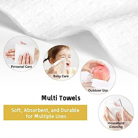Disposable Face Towel, Soft Dry Wipe, Lint Free, Dry Wet Use for Sensitive Skin, Cotton Facial Tissue, Makeup Removing, Surface Cleaning
