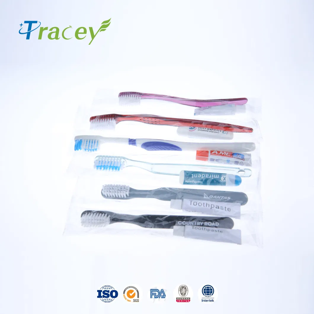 Colorful Handle Hotel Toothbrush PS Plastic Handle Travel Disposable Toothbrush Dental Kit Hotel Supplier