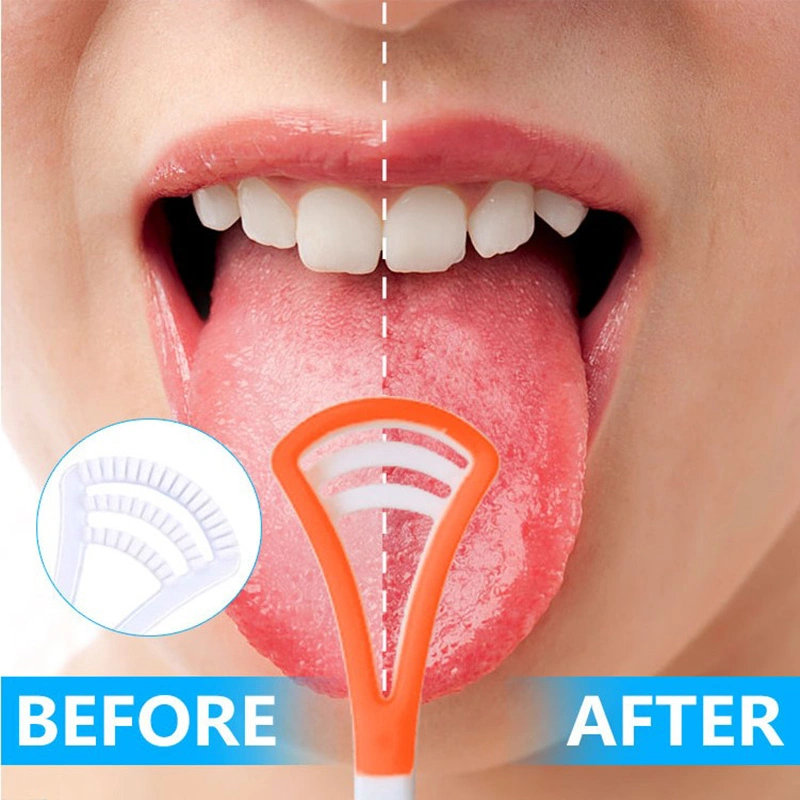Manufacturer Plastic Tongue Cleaner Scraper with Brush Deep Cleaner