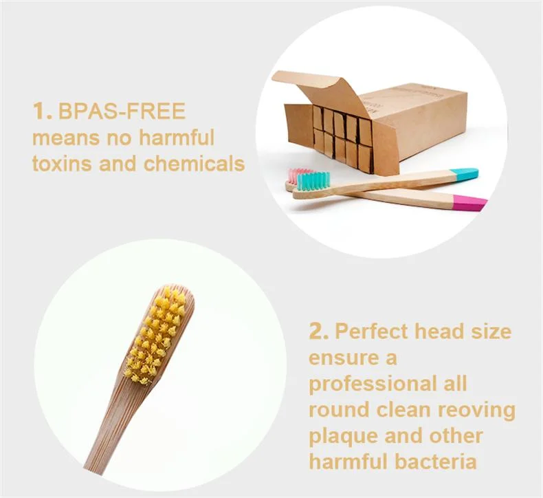Wholesale 100% Natural Biodegradable Eco Friendly Wooden Soft Bamboo Toothbrush
