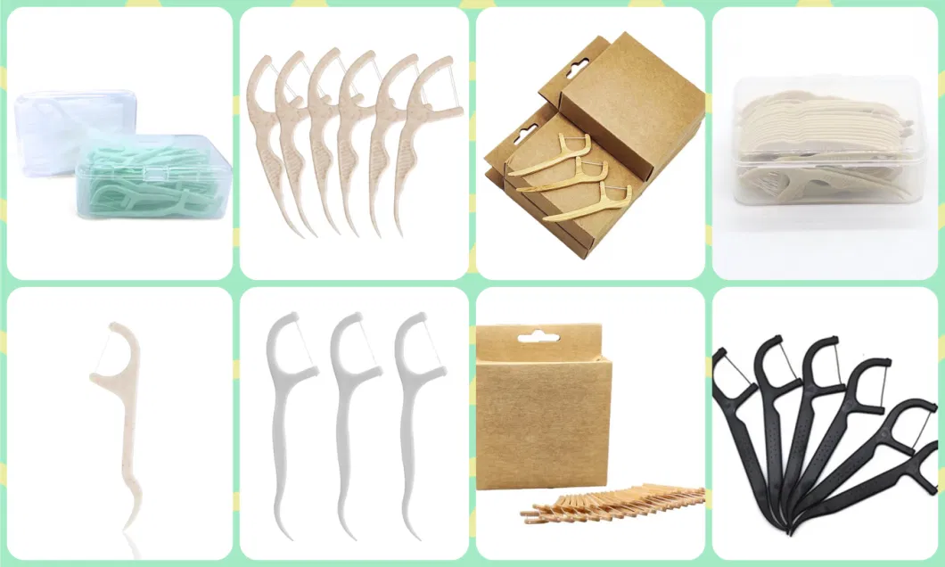 Private Label Biodegradable Toothpick Disposable Oral Bamboo Plastic Flosser Stick Dental Floss Pick