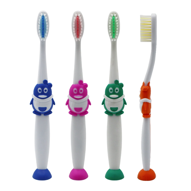 Hot Wholesale Plastic Suction Cup Toy Kid Rubber Handle Soft Bristles Kids Toothbrush