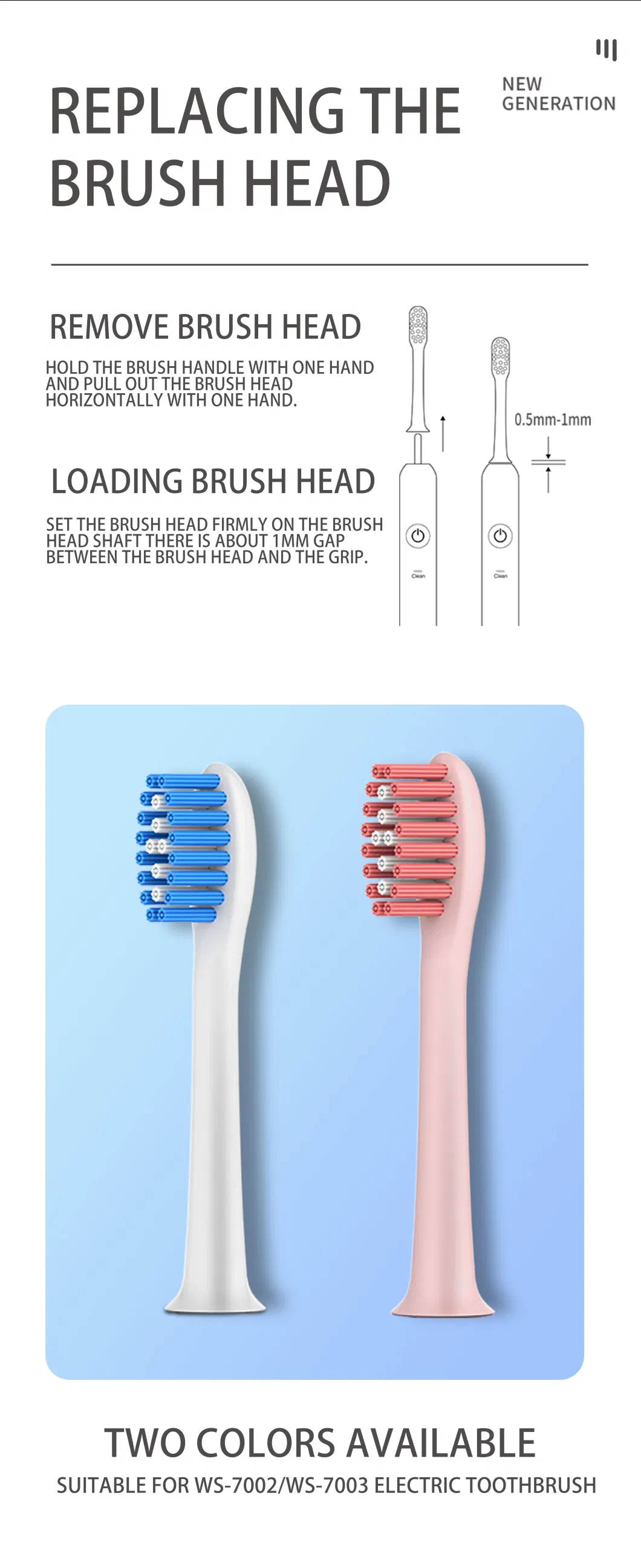 Replacement Heads Sonic Soft Bristles Eco-Friendly DuPont Bristles Electric Toothbrush Brush Head