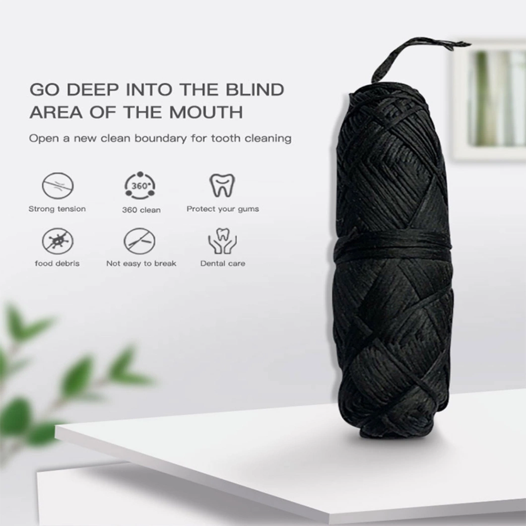 CE Zero Waste Eco Biodegradable Corn Charcoal Floss Picks Roll Spool Organic Bamboo Dental Floss
