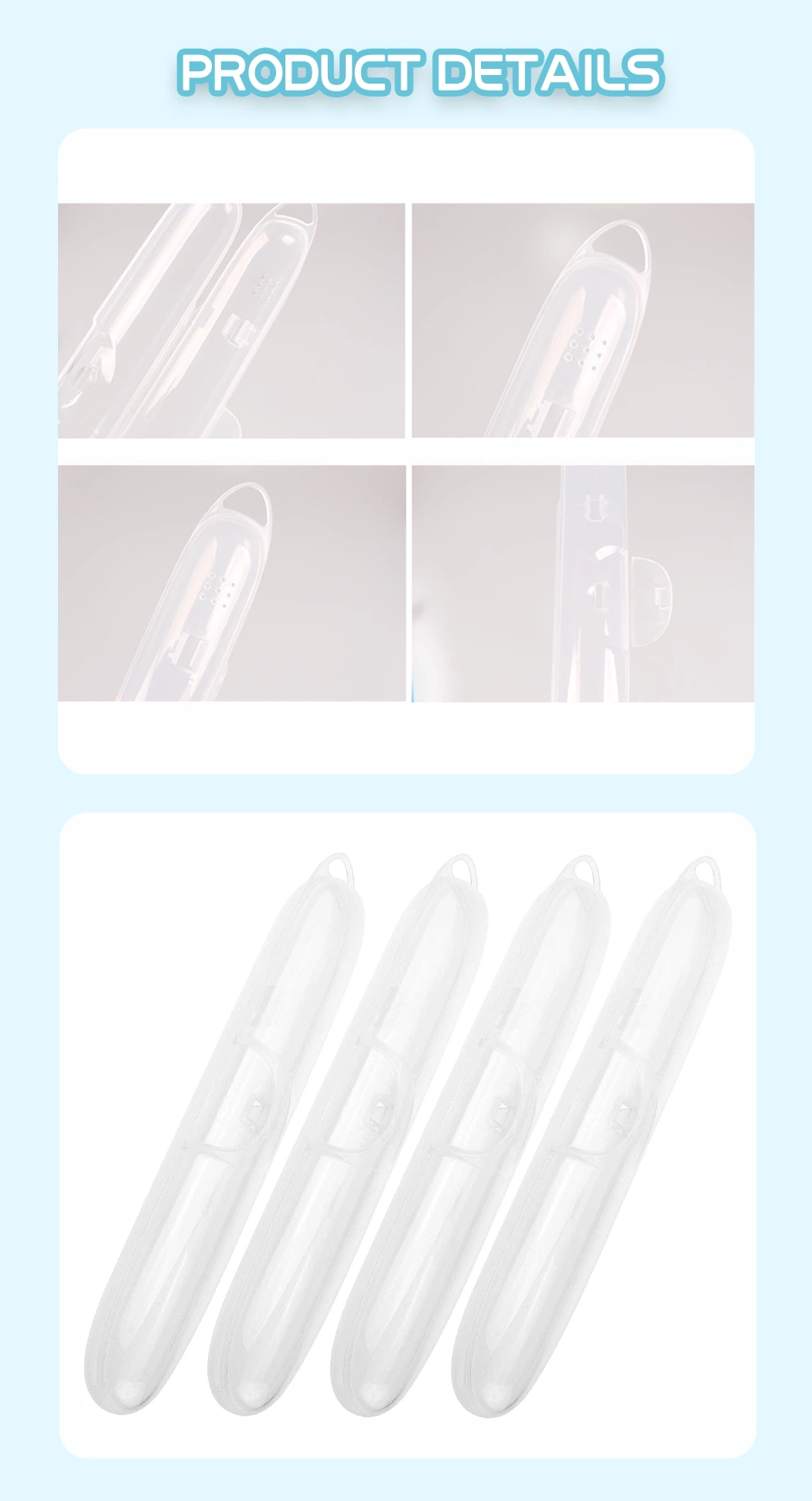 Transparent Plastic Portable Travel Toothbrush Case with Hook