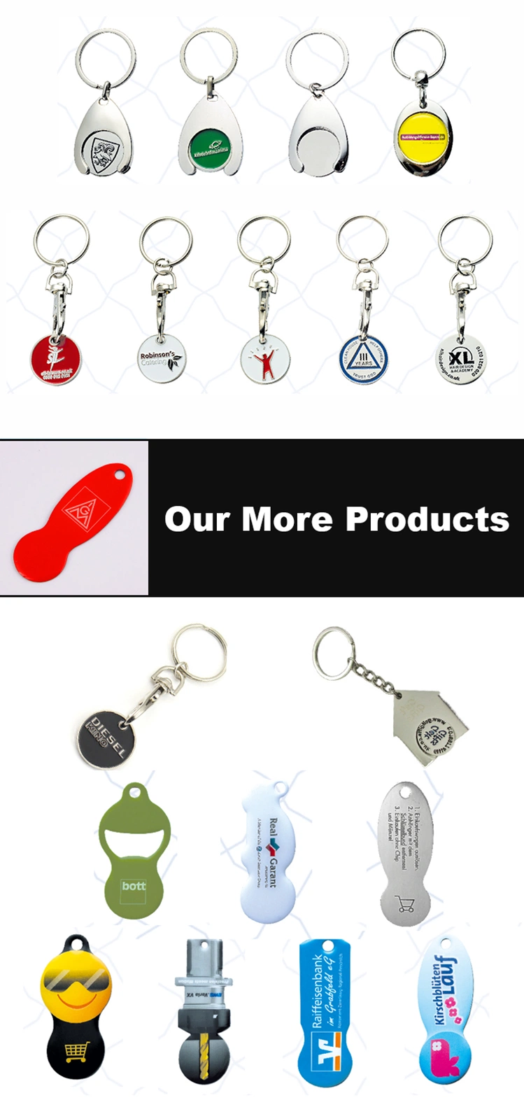 Free Sample China Facotry Direct Sale Custom Enamel Fashion Design Logo Trolley Token High Quality Metal Plated Keychain for Shopping Car