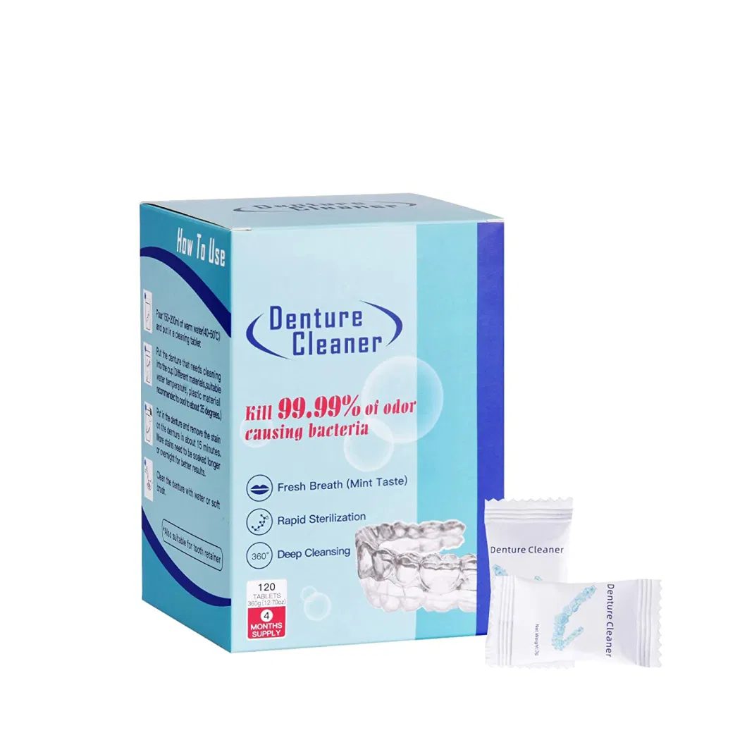 Effective Denture Cleaning Tablets Dental Whitening and Stain Removal Bad Breath Prevention with FDA Approval