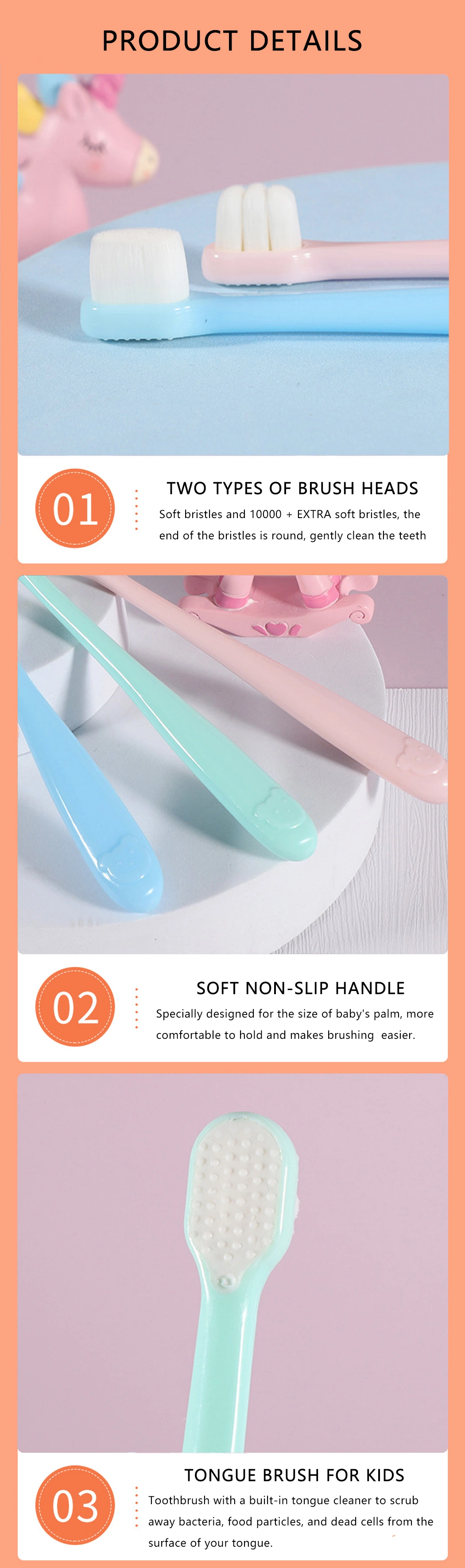 High Efficiency Children&prime;s Ultra Soft 10000 Bristle Custom Manual Nano Toothbrush