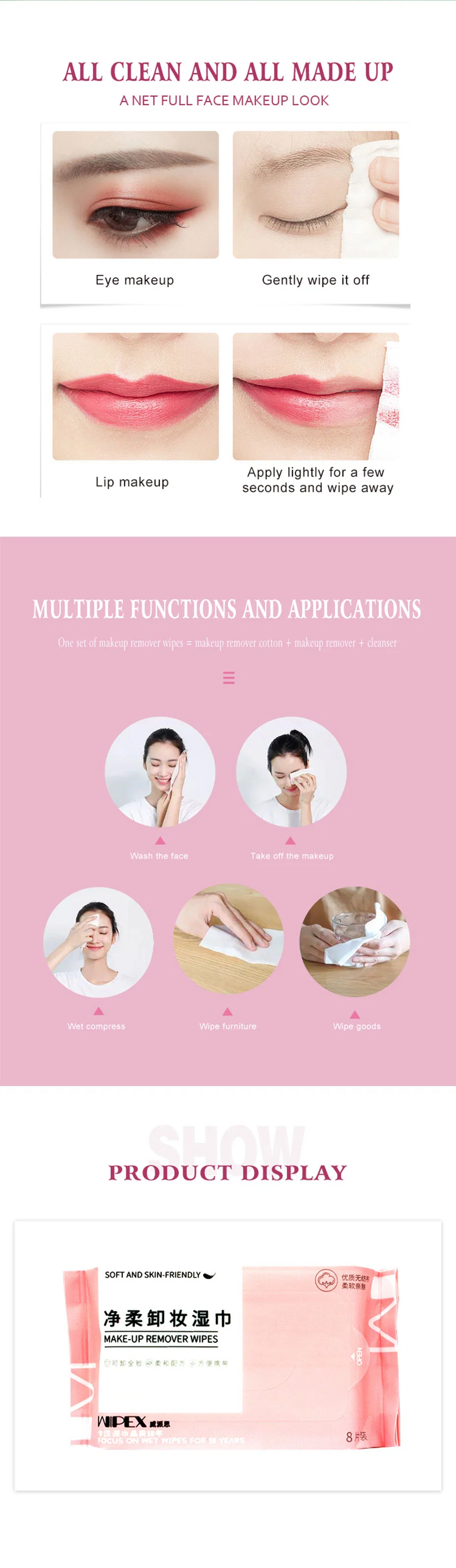 100% Organic Bamboo Biodegradable Face Clean Towel Disposable Dry Facial Wipes for Makeup Removing