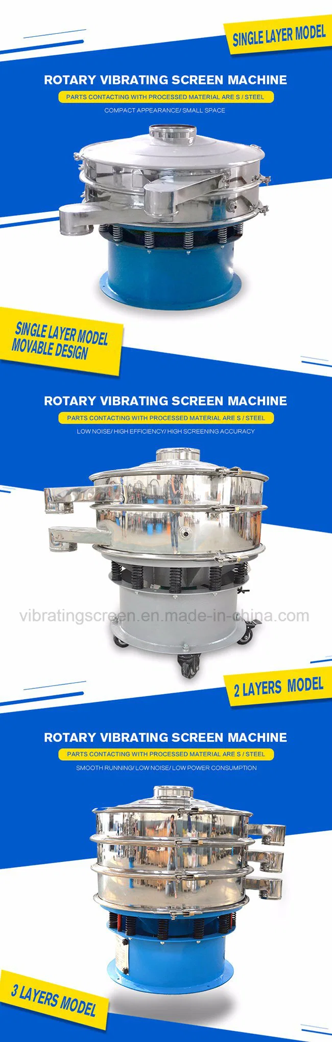 Three Dimensions Stainless Steel Vibrating Screen for Pork Floss