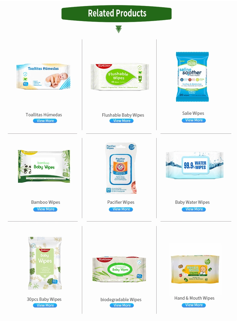 Biokleen Wholesale OEM 80PCS Organic Biodegradable Non-Woven Fragrance Free Natural Baby Care Cleaning Wet Wipes Baby Wipes Factory
