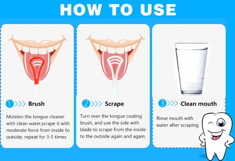 Manufacturer Plastic Tongue Cleaner Scraper with Brush Deep Cleaner