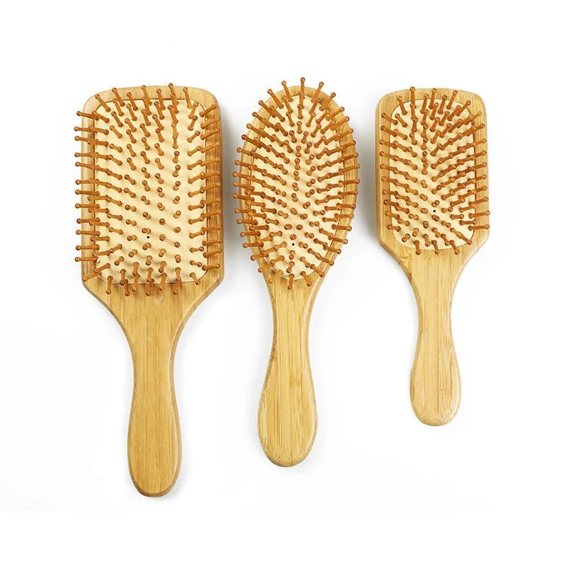 Bamboo Handle with Bamboo Bristles Paddle Hairbrush for Massaging Scalp Big Handle