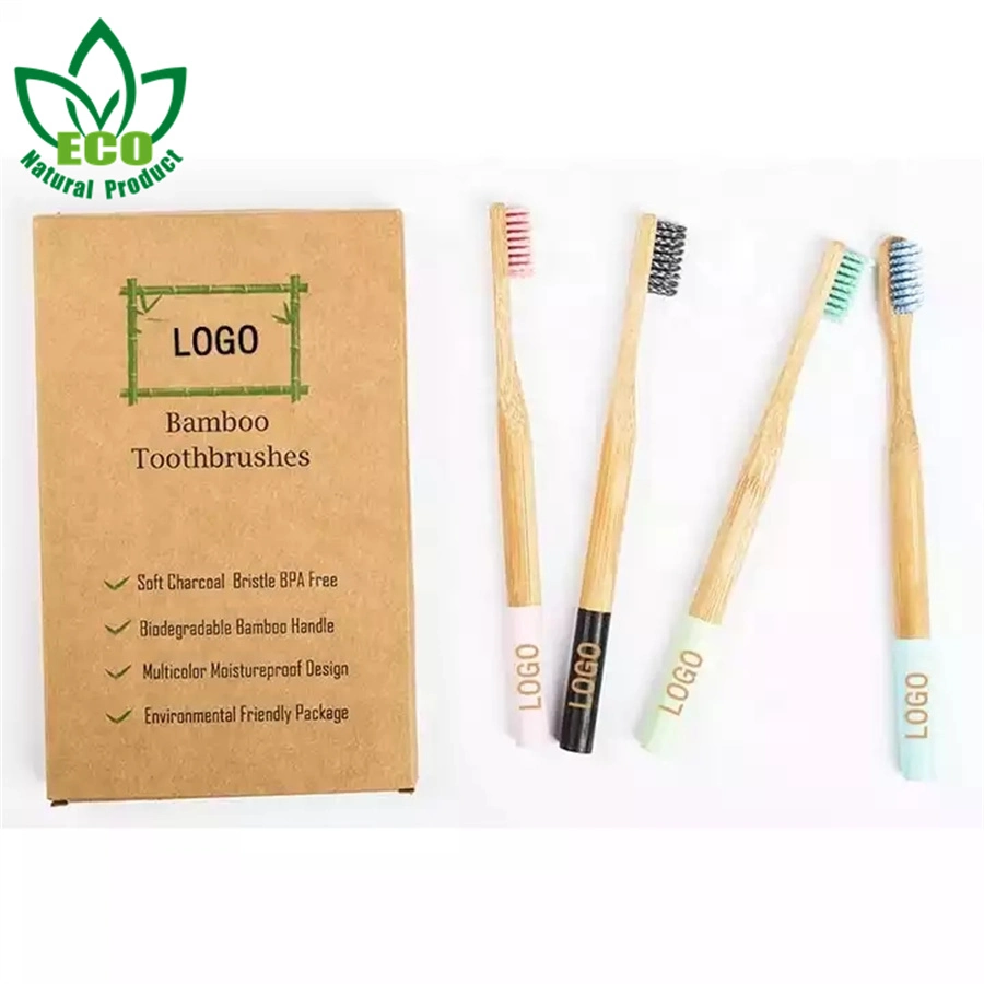 China Natural Healthy Family Combination Package Long Handle Degradable 4 Pack Bamboo Toothbrush Manufacturing