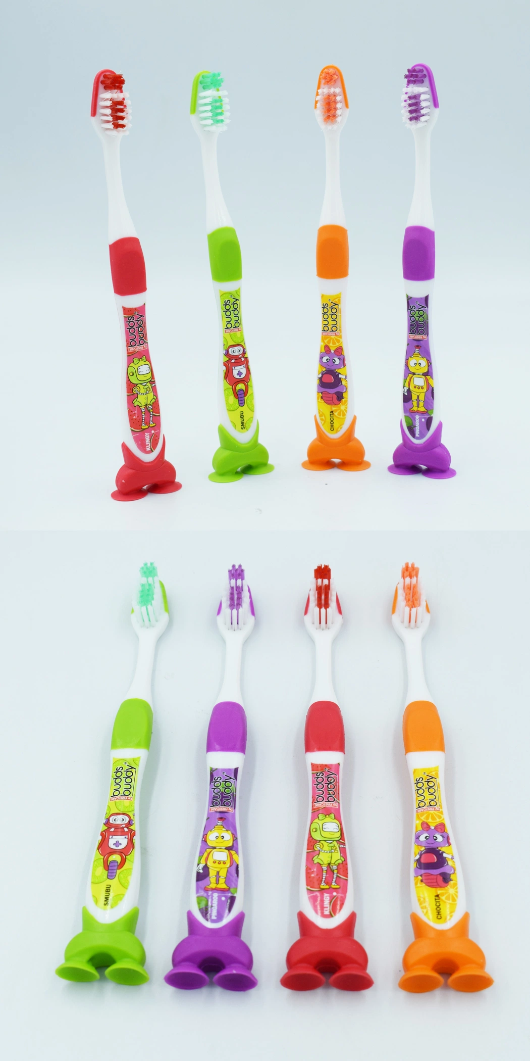 OEM Soft Bristle Suction Cup Stand Colorful Children Kids Toothbrush