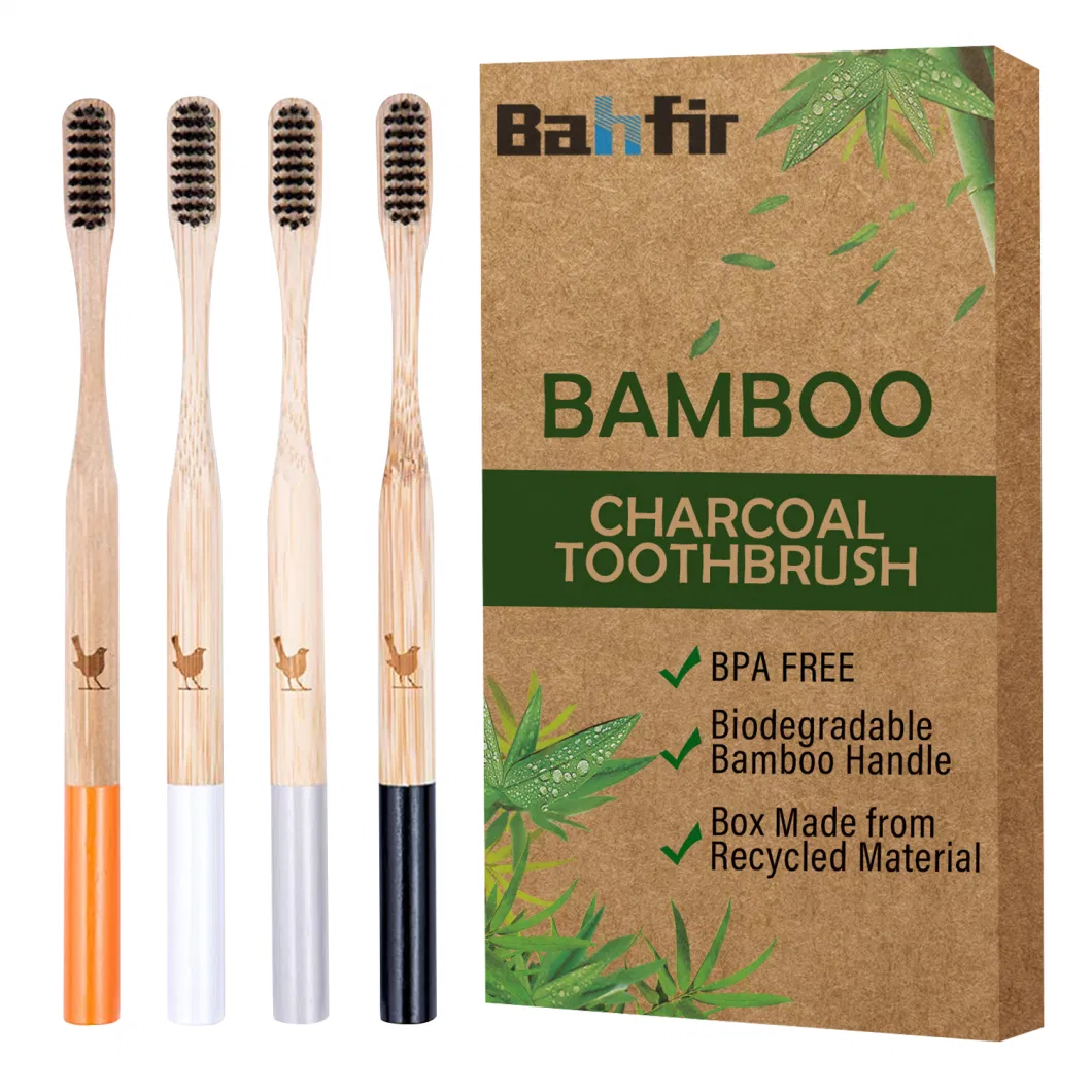 Organic Bamboo Toothbrush with Activated Charcoal Nylon Bristles