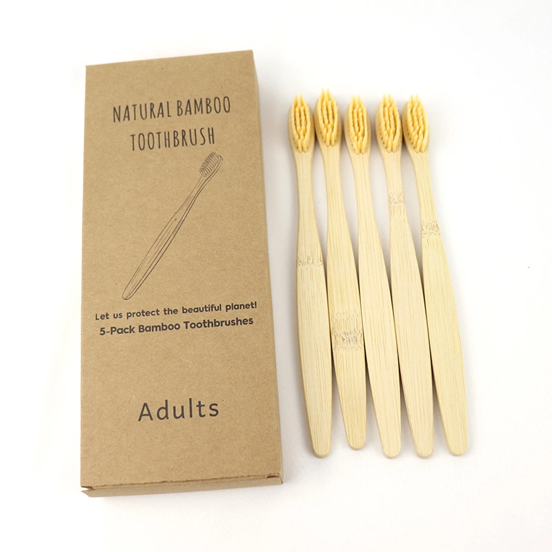 5PCS Eco-Friendly Natural Organic Personalized Natural Bamboo Toothbrush