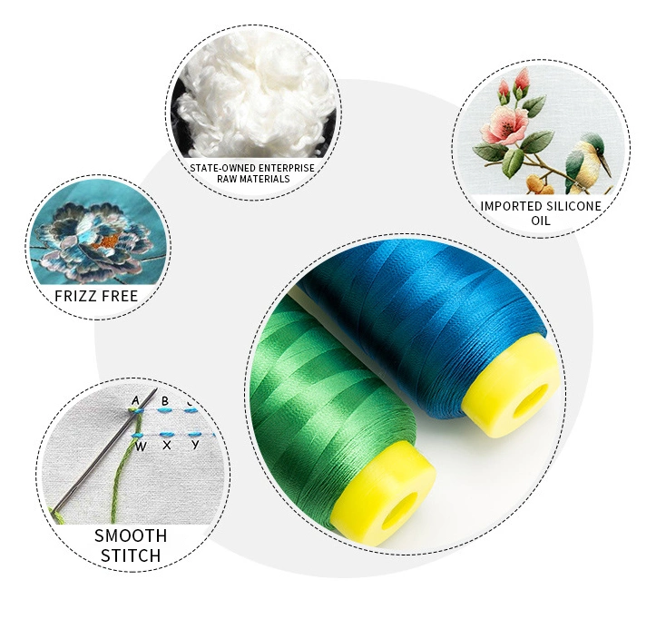 Top Quality Polyester Embroidery Thread 75D/2 120d/2 150d/2 for Garment Silk Embroidery Thread Level