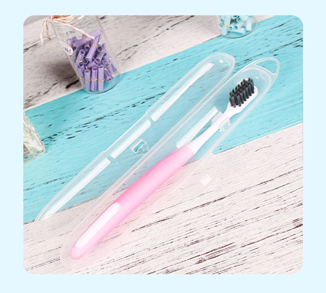 Transparent Plastic Portable Travel Toothbrush Case with Hook