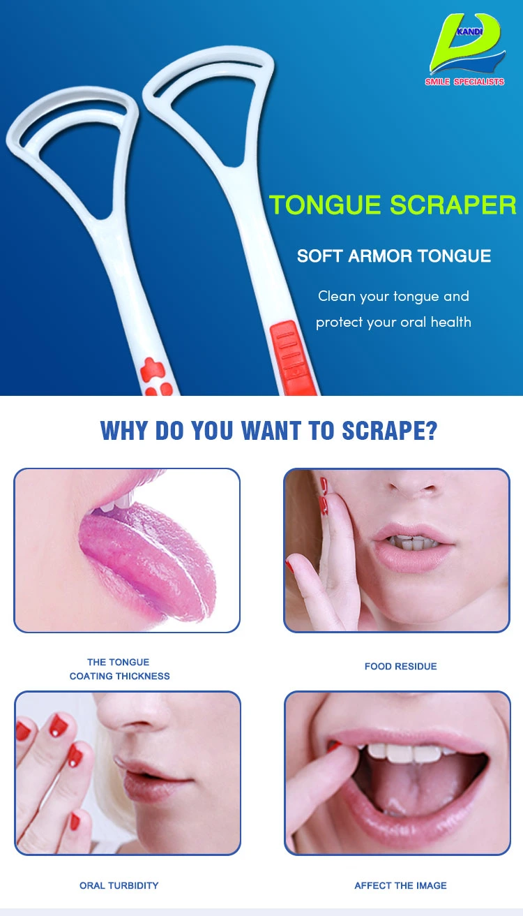 High Quality PP+TPE Tongue Scraper for Tongue Cleaning
