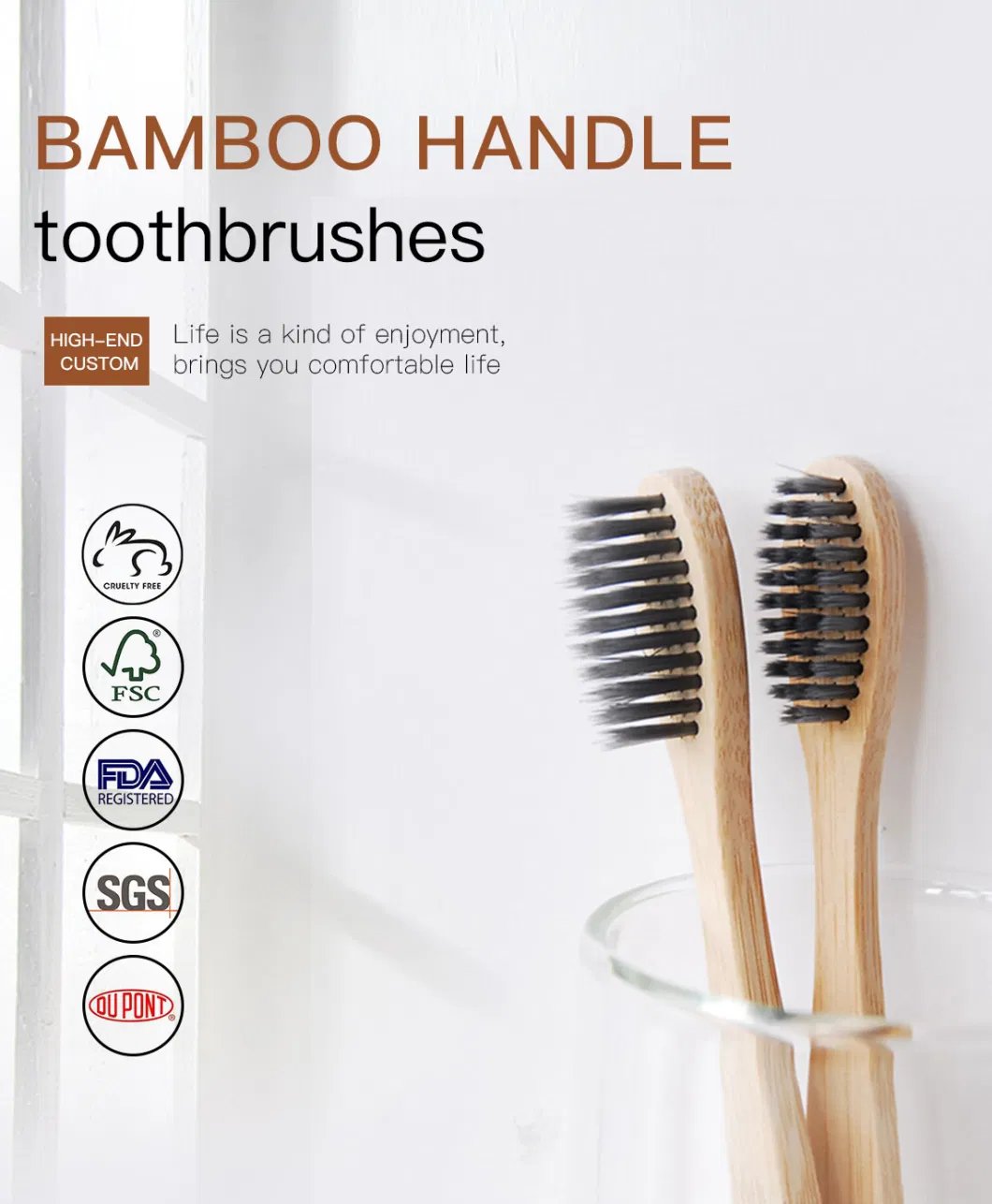 Organic Plant Based Soft BPA Free Bristles Eco Friendly Biodegradable Wooden Toothbrush