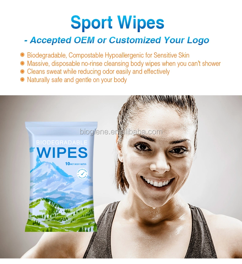 Biokleen 50 Count Biodegradable Quick Mint Refreshing Body Wipes Gym Hiking Travel Camping Post Workout Wipes for Cleansing Bathing Wipes