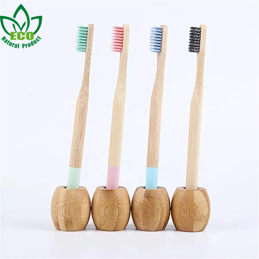Custom Charcoal Round Handle Colorful Unique Wholesale Bamboo Toothbrush with Bamboo Bristles