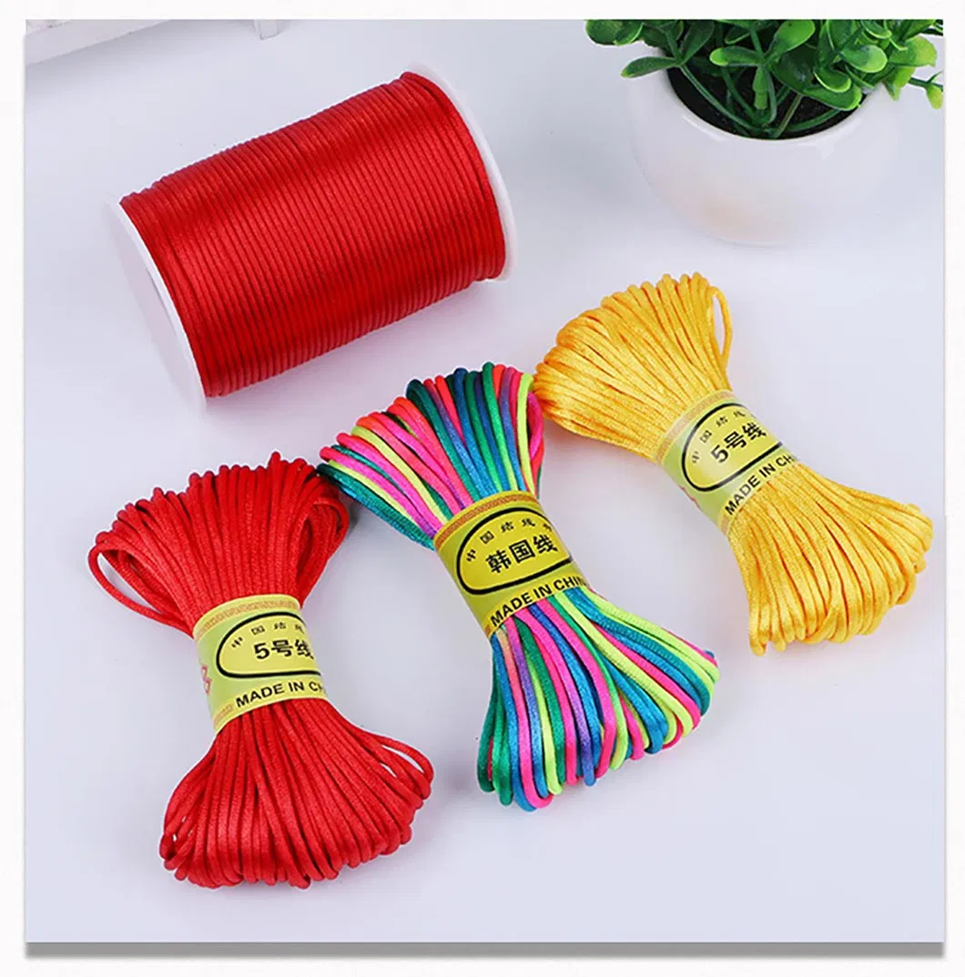 Colorful Nylon Rattail Satin for Chinese Knotting Silk Macrame Cord Beading Braided String Thread