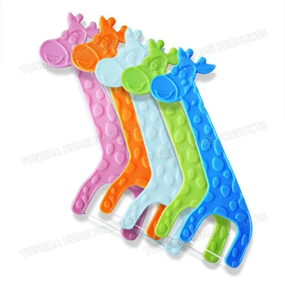  Fornitore Commercio all&prime;ingrosso Bambini Floosser dentali cura Floss Pick monouso Forme giraffe personalizzate