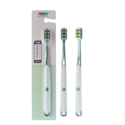 Setole morbide in PBT Incartate singolarmente Premium a forma personalizzata manico in gomma Spazzolino manuale in plastica per adulti