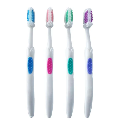 Assistenza sanitaria spazzolino da denti per adulti/setole ondulate in nylon/impugnatura in gomma morbida antiscivolo