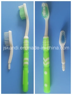 Campione gratuito di spazzolino da denti per adulti a 1+2 testine di nuova progettazione con FDA Certificato