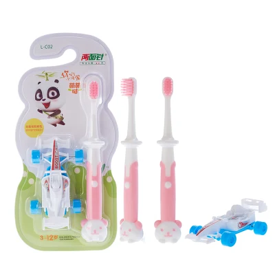  Campione gratuito Bambini spazzola per denti di cartoon setole morbide in plastica Baby Spazzolino da denti per bambini con giocattolo per auto